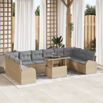 Casa si Gradina - Gradina si terasa - Mobilier exterior - Canapele si fotolii gradina - Set Canapea Gradina de 11 Piese cu Perne Bej Poliratan - Infinity.ro