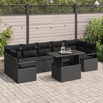 Casa si Gradina - Gradina si terasa - Mobilier exterior - Canapele si fotolii gradina - Set de canapea pentru gradina  cu perne Negru Ratan poli - Infinity.ro