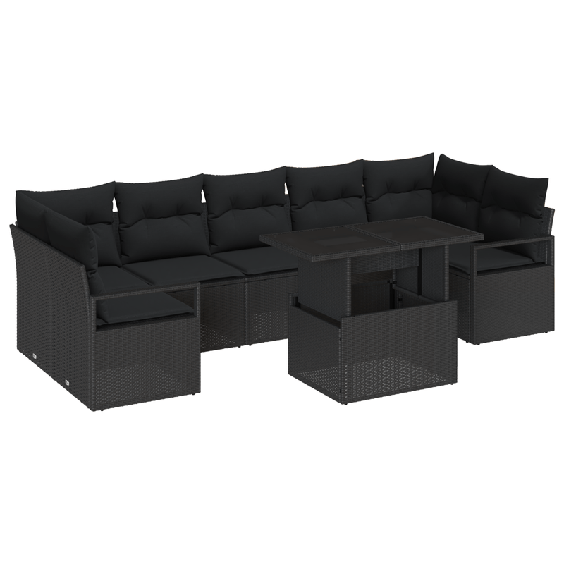 Casa si Gradina - Gradina si terasa - Mobilier exterior - Canapele si fotolii gradina - Set de canapea pentru gradina  cu perne Negru Ratan poli - Infinity.ro