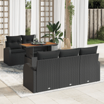 Casa si Gradina - Gradina si terasa - Mobilier exterior - Canapele si fotolii gradina - Set dining gradina 6 piese cu perne Negru Ratan Poli Acacia - Infinity.ro