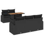 Casa si Gradina - Gradina si terasa - Mobilier exterior - Canapele si fotolii gradina - Set dining gradina 6 piese cu perne Negru Ratan Poli Acacia - Infinity.ro