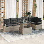 Casa si Gradina - Gradina si terasa - Mobilier exterior - Canapele si fotolii gradina - Set de Canapea pentru Gradina  cu Perne Gri deschis din Ratan Poliester - Infinity.ro