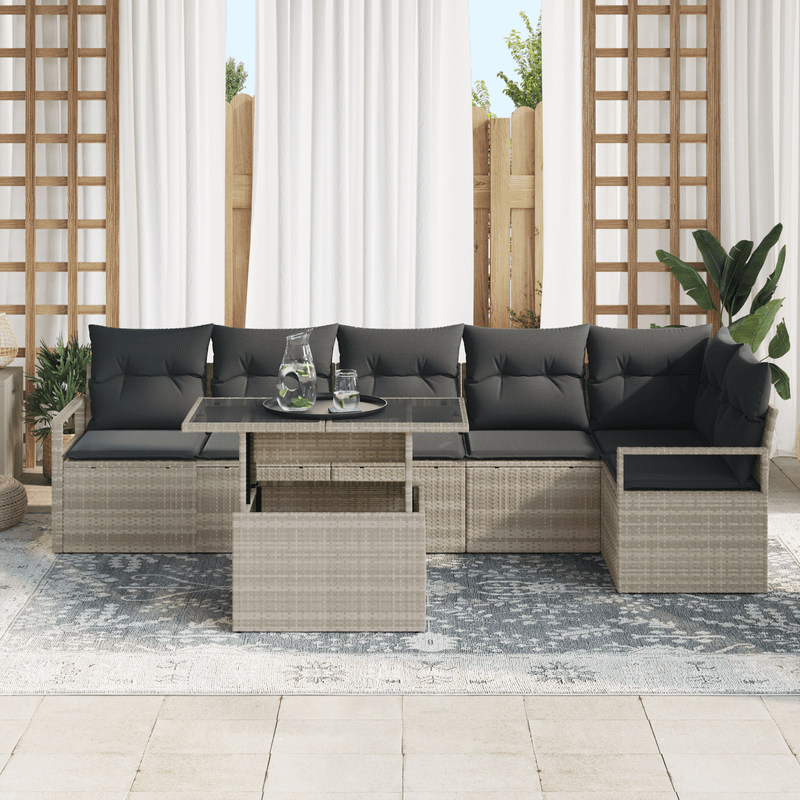 Casa si Gradina - Gradina si terasa - Mobilier exterior - Canapele si fotolii gradina - Set de Canapea pentru Gradina  cu Perne Gri deschis din Ratan Poliester - Infinity.ro