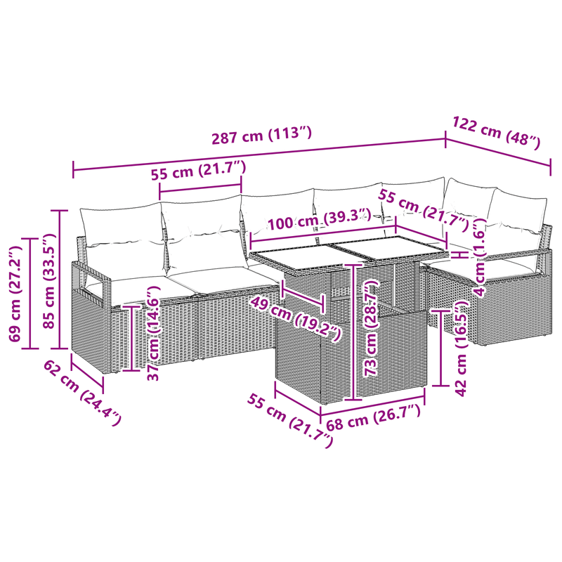 Casa si Gradina - Gradina si terasa - Mobilier exterior - Canapele si fotolii gradina - Set de Canapea pentru Gradina  cu Perne Gri deschis din Ratan Poliester - Infinity.ro