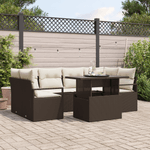 Casa si Gradina - Gradina si terasa - Mobilier exterior - Canapele si fotolii gradina - Set de canapea de gradina  7 Piese cu perne Ratan Poli Maro - Infinity.ro