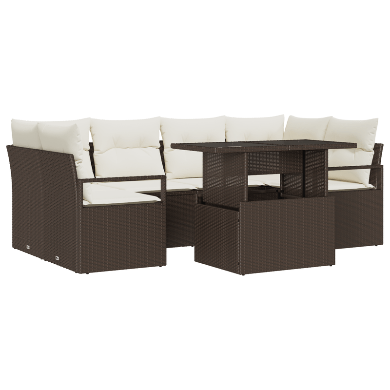 Casa si Gradina - Gradina si terasa - Mobilier exterior - Canapele si fotolii gradina - Set de canapea de gradina  7 Piese cu perne Ratan Poli Maro - Infinity.ro