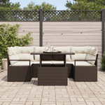 Casa si Gradina - Gradina si terasa - Mobilier exterior - Canapele si fotolii gradina - Set de canapea de gradina  7 Piese cu perne Ratan Poli Maro - Infinity.ro