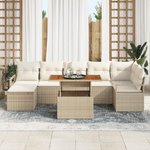 Casa si Gradina - Gradina si terasa - Mobilier exterior - Canapele si fotolii gradina - Set Canapea Gradina 8 Piese cu Perne Bej din Ratan Poli - Infinity.ro