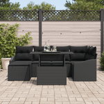 Casa si Gradina - Gradina si terasa - Mobilier exterior - Canapele si fotolii gradina - Set de 7 piese pentru gradina cu pernite ratan negru poli ratan - Infinity.ro