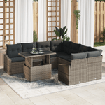 Casa si Gradina - Gradina si terasa - Mobilier exterior - Canapele si fotolii gradina - Set de Sofa de Gradina cu 9 Piese si Perne Gri din Poliratan - Infinity.ro