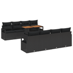 Casa si Gradina - Gradina si terasa - Mobilier exterior - Canapele si fotolii gradina - Set de canapele de gradina  9 piese cu perne Poliratan negru Acacia - Infinity.ro