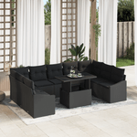 Casa si Gradina - Gradina si terasa - Mobilier exterior - Canapele si fotolii gradina - Set canapele gradina 10 piese cu perne Negru Ratan Polietilenic - Infinity.ro