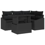 Casa si Gradina - Gradina si terasa - Mobilier exterior - Canapele si fotolii gradina - Set Canapea Gradina de 5 Piese cu Pernite Ratan Negru - Infinity.ro