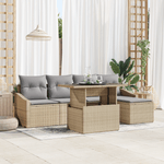 Casa si Gradina - Gradina si terasa - Mobilier exterior - Canapele si fotolii gradina - Set de Canapele pentru Gradina cu Pernite Bej din Ratan Poli - Infinity.ro