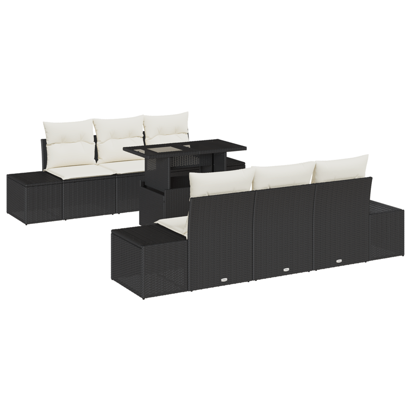 Casa si Gradina - Gradina si terasa - Mobilier exterior - Canapele si fotolii gradina - Set de sofa pentru gradina 7 piese cu perne Negru Poliratan - Infinity.ro