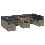Casa si Gradina - Gradina si terasa - Mobilier exterior - Canapele si fotolii gradina - Set de dining pentru gradina cu 11 piese si perne gri din ratan poli-acacia - Infinity.ro