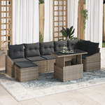 Casa si Gradina - Gradina si terasa - Mobilier exterior - Canapele si fotolii gradina - Set de canapea pentru gradina de 8 piese cu perne Gri Ratan Poli - Infinity.ro