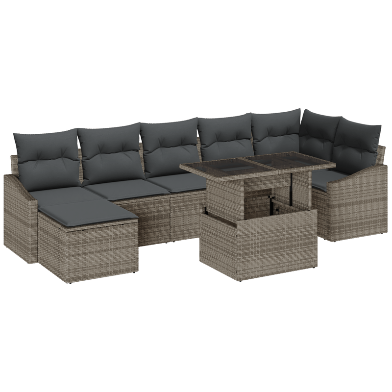 Casa si Gradina - Gradina si terasa - Mobilier exterior - Canapele si fotolii gradina - Set de canapea pentru gradina de 8 piese cu perne Gri Ratan Poli - Infinity.ro