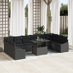 Casa si Gradina - Gradina si terasa - Mobilier exterior - Canapele si fotolii gradina - Set Canapea Gradina 11 Piese cu Pernute Negru Rattan Poliester - Infinity.ro