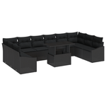 Casa si Gradina - Gradina si terasa - Mobilier exterior - Canapele si fotolii gradina - Set Canapea Gradina 11 Piese cu Pernute Negru Rattan Poliester - Infinity.ro