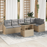 Casa si Gradina - Gradina si terasa - Mobilier exterior - Canapele si fotolii gradina - Set de canapea gradina cu perne Bej Poli Ratan - Infinity.ro
