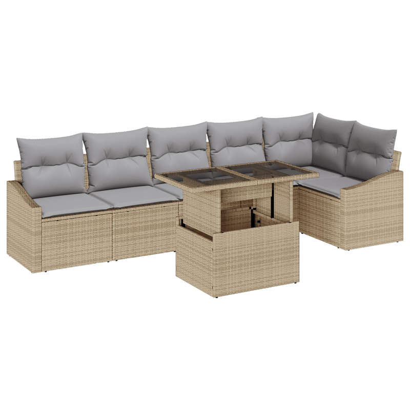 Casa si Gradina - Gradina si terasa - Mobilier exterior - Canapele si fotolii gradina - Set de canapea gradina cu perne Bej Poli Ratan - Infinity.ro