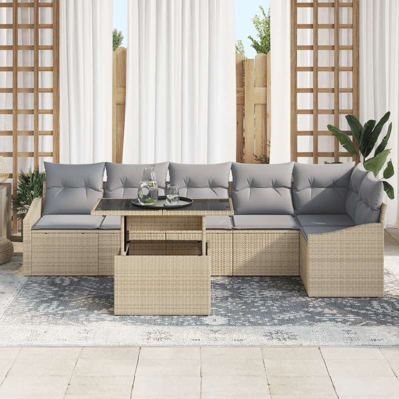 Casa si Gradina - Gradina si terasa - Mobilier exterior - Canapele si fotolii gradina - Set de canapea gradina cu perne Bej Poli Ratan - Infinity.ro