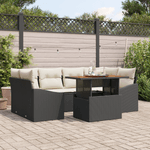 Casa si Gradina - Gradina si terasa - Mobilier exterior - Canapele si fotolii gradina - Set Dining Gradina cu Perne Negre Poli Ratan Acacia - Infinity.ro