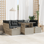 Casa si Gradina - Gradina si terasa - Mobilier exterior - Canapele si fotolii gradina - Set Canapea de Gradina 7 Piese cu Perne Gri Deschis Ratan Poli - Infinity.ro