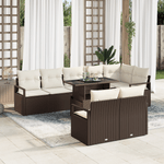 Casa si Gradina - Gradina si terasa - Mobilier exterior - Canapele si fotolii gradina - Set de 9 Piese Canapea Gradina cu Perne Maro Ratan Poli - Infinity.ro
