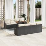 Casa si Gradina - Gradina si terasa - Mobilier exterior - Canapele si fotolii gradina - Set de dining cu 9 piese pentru gradina cu perne ratan negru acacia - Infinity.ro