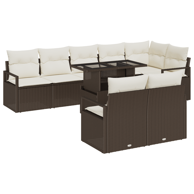 Casa si Gradina - Gradina si terasa - Mobilier exterior - Canapele si fotolii gradina - Set de 9 Piese Canapea Gradina cu Perne Maro Ratan Poli - Infinity.ro