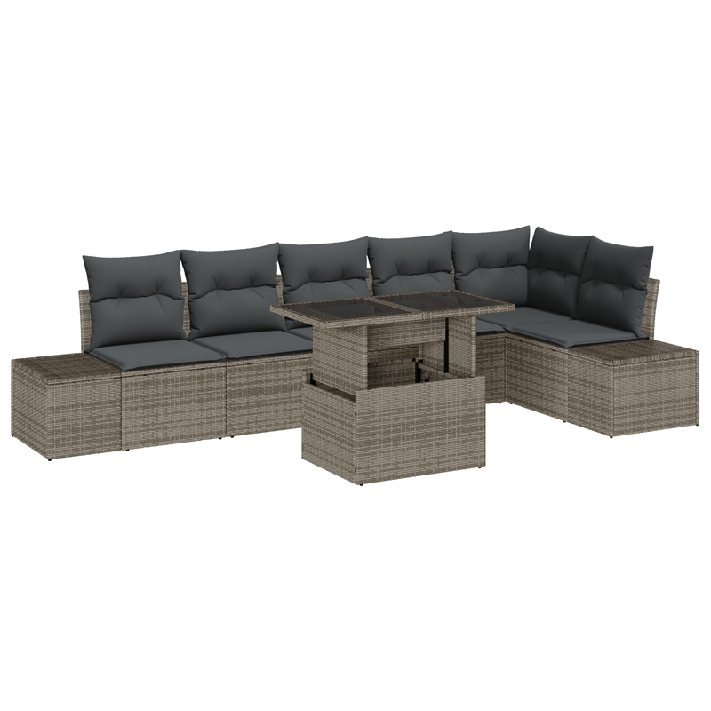Casa si Gradina - Gradina si terasa - Mobilier exterior - Canapele si fotolii gradina - Set canapea de gradina cu 7 piese cu perne gri din ratan poli - Infinity.ro