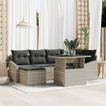 Casa si Gradina - Gradina si terasa - Mobilier exterior - Canapele si fotolii gradina - Set canapea gradina de 7 piese cu perne gri deschis din poli ratan - Infinity.ro
