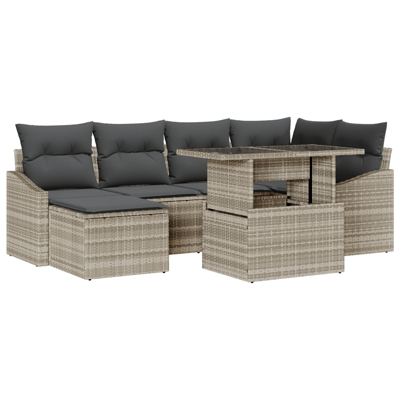Casa si Gradina - Gradina si terasa - Mobilier exterior - Canapele si fotolii gradina - Set canapea gradina de 7 piese cu perne gri deschis din poli ratan - Infinity.ro