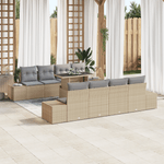 Casa si Gradina - Gradina si terasa - Mobilier exterior - Canapele si fotolii gradina - Set canapea gradina 9 piese cu perne Bej Ratan Polimeric - Infinity.ro