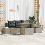 Casa si Gradina - Gradina si terasa - Mobilier exterior - Canapele si fotolii gradina - Set canapele gradina 6 piese cu perne gri deschis din ratan sintetic - Infinity.ro
