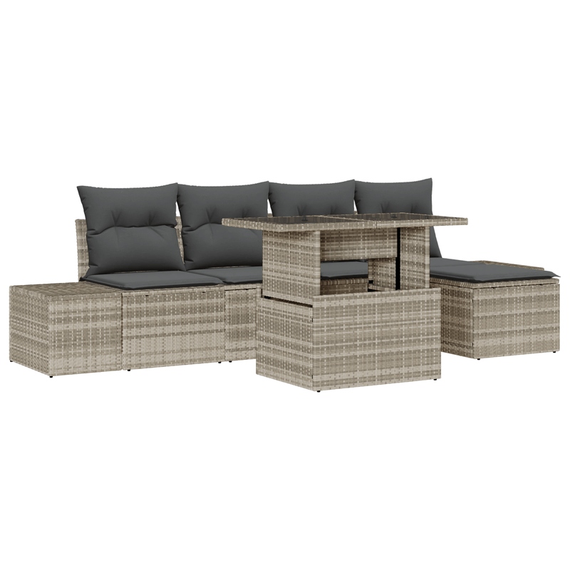 Casa si Gradina - Gradina si terasa - Mobilier exterior - Canapele si fotolii gradina - Set canapele gradina 6 piese cu perne gri deschis din ratan sintetic - Infinity.ro