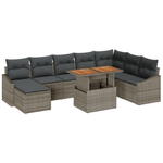Casa si Gradina - Gradina si terasa - Mobilier exterior - Canapele si fotolii gradina - Set masa gradina 9 piese cu perne gri poli ratan acacia - Infinity.ro