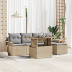 Casa si Gradina - Gradina si terasa - Mobilier exterior - Canapele si fotolii gradina - Set de Dining pentru Gradina de 6 Piese cu Perne Bej Poly Ratan Acacia - Infinity.ro