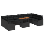 Casa si Gradina - Gradina si terasa - Mobilier exterior - Canapele si fotolii gradina - Set de dining pentru gradina 11 piese cu perne Rattan Polistiren Acacia negru - Infinity.ro
