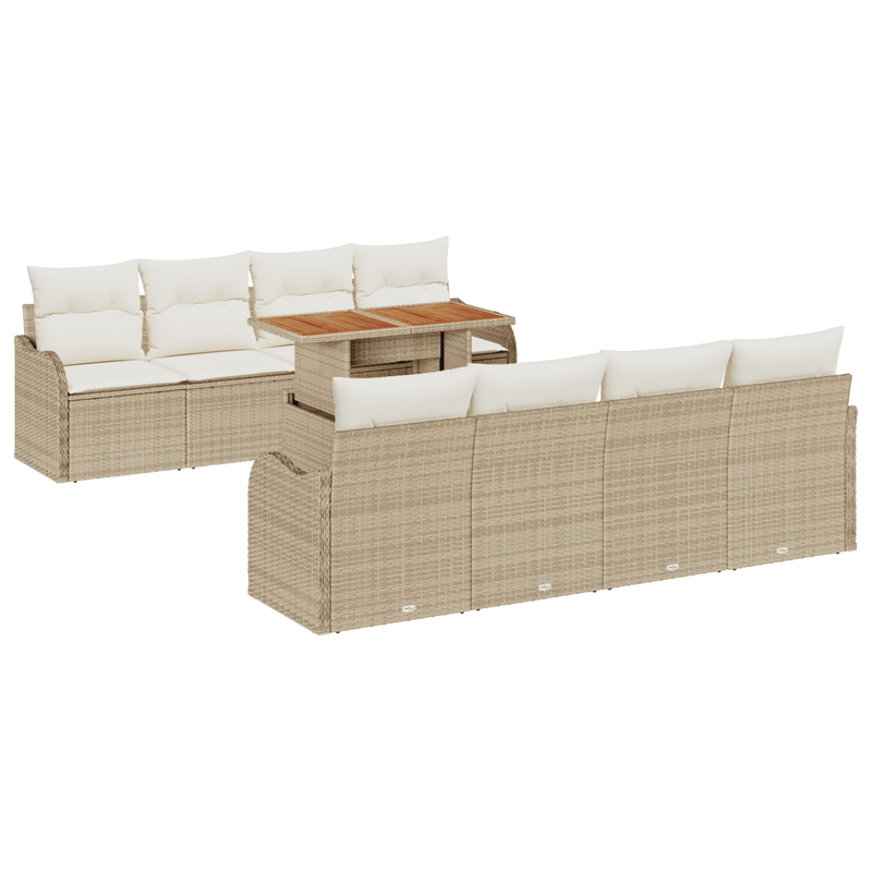 Casa si Gradina - Gradina si terasa - Mobilier exterior - Canapele si fotolii gradina - Set Canapea pentru Gradina  cu Perne Bej Ratan Polimeric Acacia - Infinity.ro