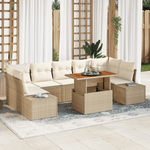 Casa si Gradina - Gradina si terasa - Mobilier exterior - Canapele si fotolii gradina - Set de dining pentru gradina , 8 piese cu perne, bej, ratan poli si acacia - Infinity.ro
