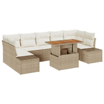 Casa si Gradina - Gradina si terasa - Mobilier exterior - Canapele si fotolii gradina - Set de dining pentru gradina , 8 piese cu perne, bej, ratan poli si acacia - Infinity.ro
