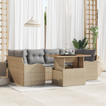 Casa si Gradina - Gradina si terasa - Mobilier exterior - Canapele si fotolii gradina - Set Canapea Gradina  7 Piese cu Perne Bej Ratan Poli Acacia - Infinity.ro
