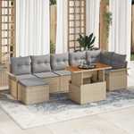 Casa si Gradina - Gradina si terasa - Mobilier exterior - Canapele si fotolii gradina - Set de dining pentru gradina de 8 piese cu perne Bej Ratan PE Acacia - Infinity.ro