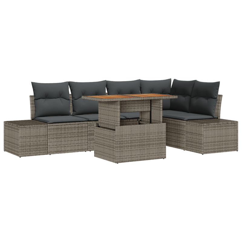 Casa si Gradina - Gradina si terasa - Mobilier exterior - Canapele si fotolii gradina - Set Dining Gradina cu Perne Gri Ratan Poli Acacia - Infinity.ro