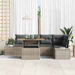 Casa si Gradina - Gradina si terasa - Mobilier exterior - Canapele si fotolii gradina - Set Dining Gradina cu Perne Gri Ratan Poli Acacia - Infinity.ro
