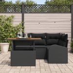 Casa si Gradina - Gradina si terasa - Mobilier exterior - Canapele si fotolii gradina - Set de Mese pentru Gradina cu Perne Negre Poliratan Acacia - Infinity.ro