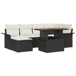 Casa si Gradina - Gradina si terasa - Mobilier exterior - Canapele si fotolii gradina - Set de Masa pentru Gradina cu 7 Piese si Perne Negru Poliratan Acacia - Infinity.ro
